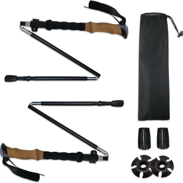 Collapsible Hiking Poles 2pc，Adjustable, Lightweight Trekking Poles 7075 Aluminium Alloy，Metal Flip Locks&Eva Foam Grips for Men Women